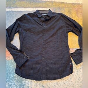 Airwalk Men's M Black and White Dotted Shirt, full button up with collar